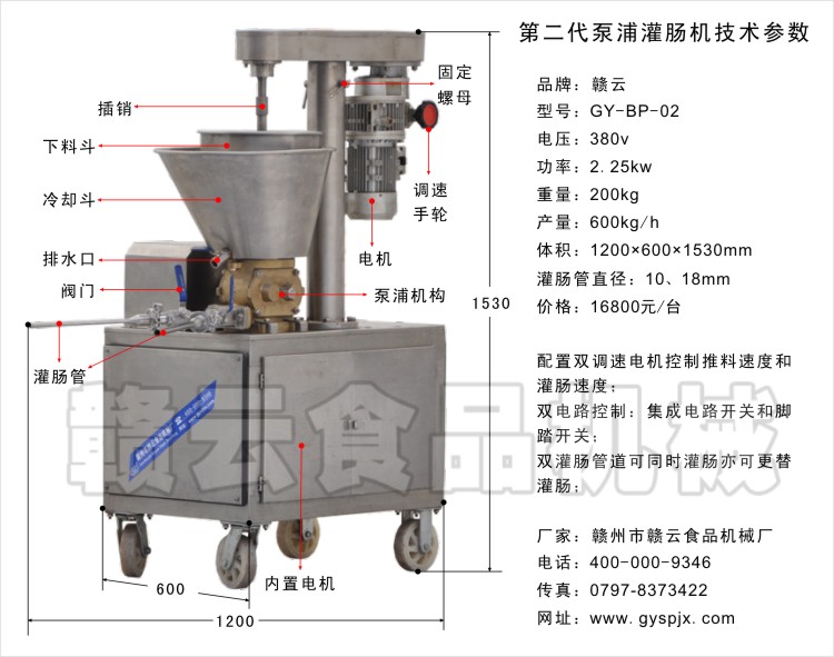 贛云牌第二代泵浦灌腸機技術參數(shù)和結構圖